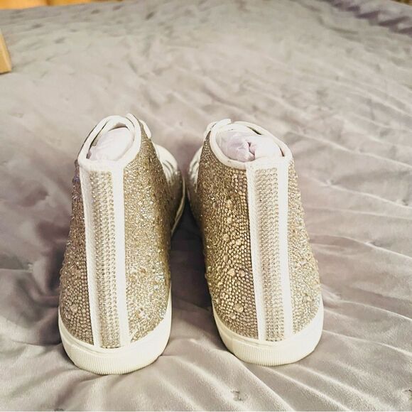 BAND OF THE FREE Bonnie Lace Up Rhinestone High Top Sneakers Natural White 8 NIB - Picture 5 of 12